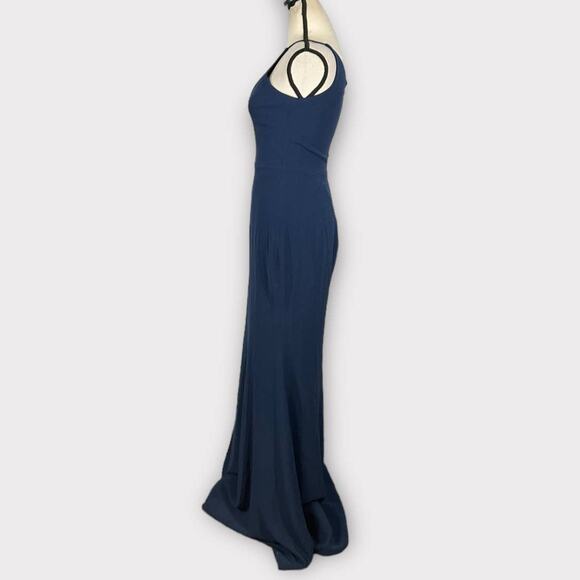 Dress the Population Iris Slit Crepe Gown Women's XS Navy Blue Sleeveless NWOT - Picture 4 of 13